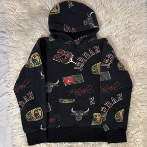 Jordan Black Crewneck Hoodie with Allover Logos